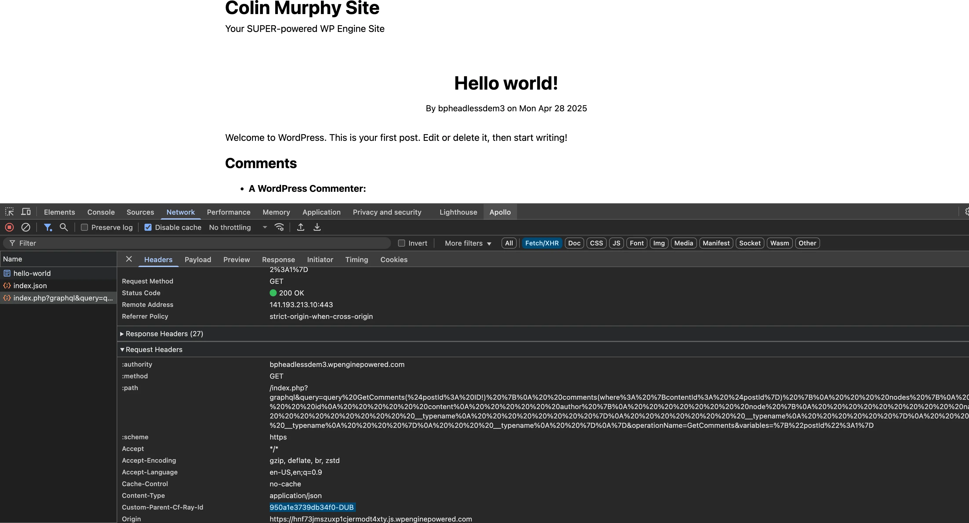 Subsequent client request
