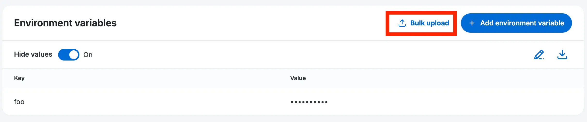 Upload variables button